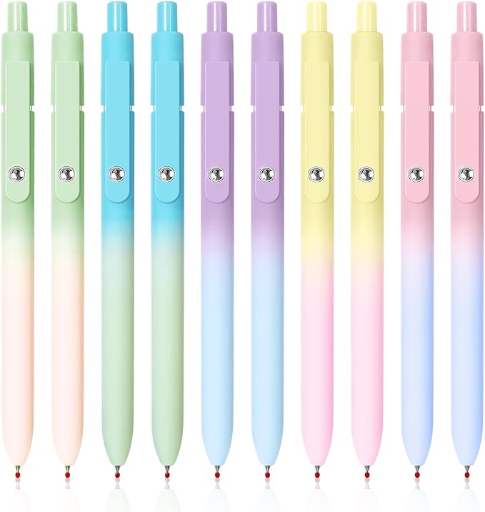 Gel Pens, 10 Pcs Medium Point Smooth Writing Pens Cute Pens for Women, High-End Series 0.7mm Black Ink Pens for Journaling Note Taking, School Office Supplies (10 Pcs Gradient)