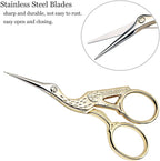 BIHRTC Small Sewing Scissors with Leather Cover Stainless Steel Scissor 3.6inch Gold Office Scissors DIY Tools Dressmaker Small Shears for Sewing Crafting Art Work Threading Needlework