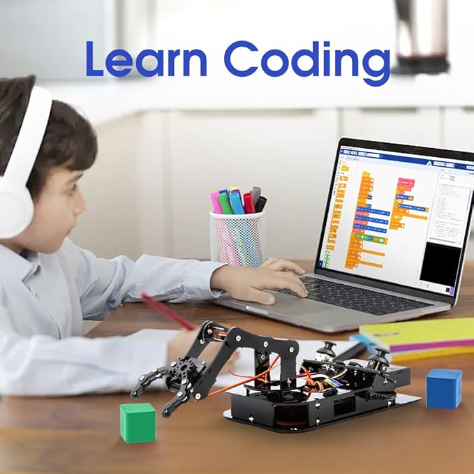 ACEBOTT 4 DOF ESP32 Robotic Arm Kit for Kids 8-12, Robotics Kit App Remote Control Robot Toys Compatible with Arduino, STEM Educational DIY Robot Arm Kit Gift for Teenagers & Adults