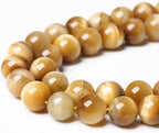 90PCS 8mm AAA Natural Tiger Eye Stone Beads Gemstone Round Spacer Loose Beads for Jewelry Making DIY Bracelet,Necklace, Earrings 2 Strand 32"