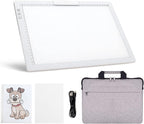 Rechargeable A4 LED Light Pad with Padded Case, YINGWOND Tracing Light Box w/Riser Stands and Paper Clip, 6 Levels of Brightness, Type-c Cable, Wireless Diamond Painting Light Board White