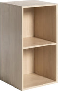 Wooden 2-Cube Storage Organizer with Closed Back Panel, 11in Cube Shelf Opening, Bookshelf, Display Shelf,Closet Cabinet for Home and Office,White Oak