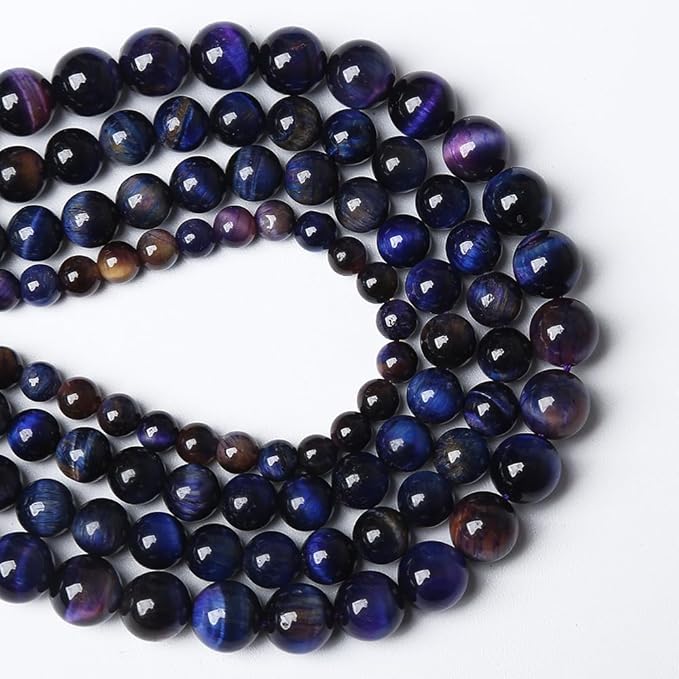 72PCS 10mm AAA Natural Tiger Eye Stone Beads Gemstone Round Spacer Loose Beads for Jewelry Making DIY Bracelet,Necklace, Earrings 2 Strand 32"
