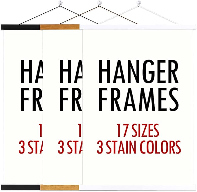 Ywlake Magnetic Poster Hanger, 20x28 20 x 30 20x24 Poster Frame Wood Wooden Magnet Print Posters Dowel Scroll Hanger Hangers Hanging Kit for Walls Map Canvas Artwork (Black, 20")