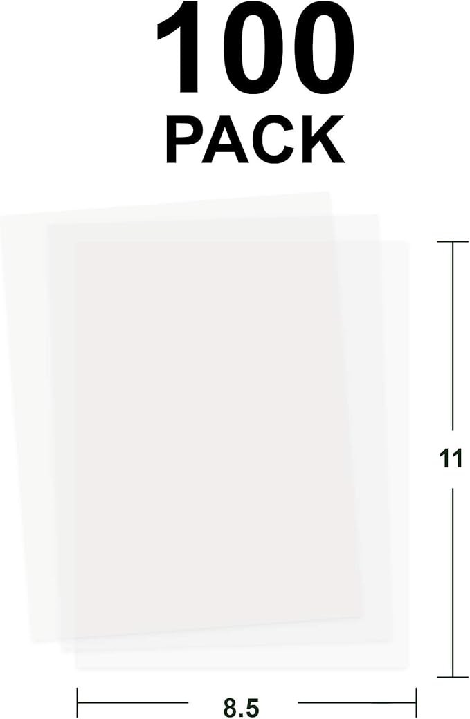 100 Pack Translucent Vellum Paper, 8.5 x 11 Inches