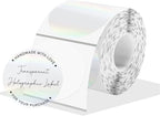 2" Round Transparent Thermal Label Stickers, Holographic Clear Self-Adhesive Direct Thermal Labels, Perforation Line Design& Waterproof- 300 Sheets