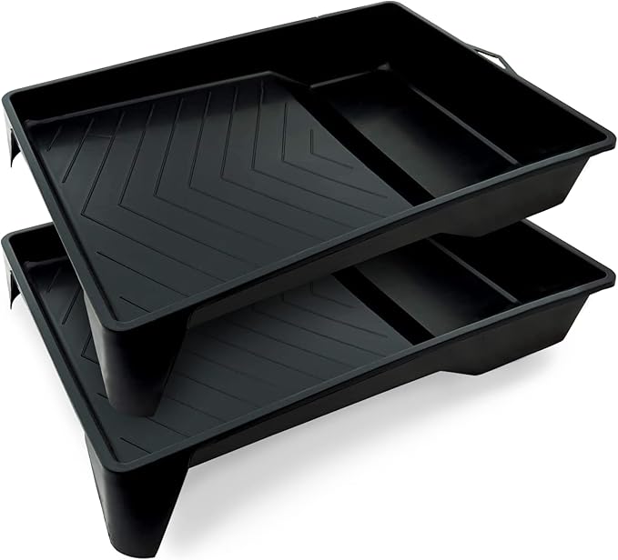Precision Defined Paint Trays 9-Inch, Paint Roller Trays Set 2-Pack, Plastic Paint Pan for 9-Inch Roller Brushes, Painting Tray for Painting with Deep Paint Pocket, Disposable Paint Tray
