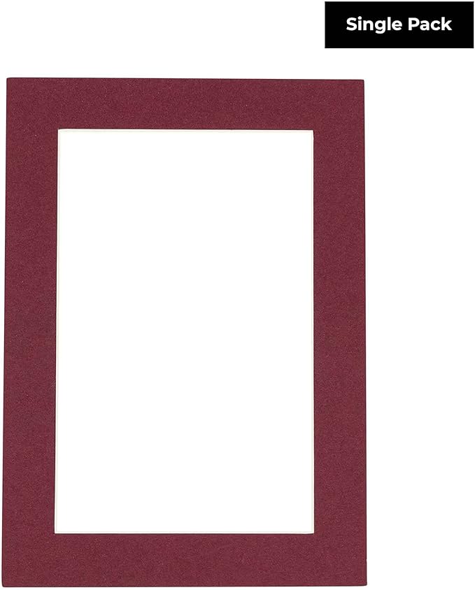 5x7 Mat for 8.5x11 Frame - Precut Mat Board Acid-Free Maroon 5x7 Photo Matte Made to Fit a 8.5x11 Picture Frame, Premium Matboard for Family Photos, Show Kits, Art, Picture Framing, Pack of 1 Mat