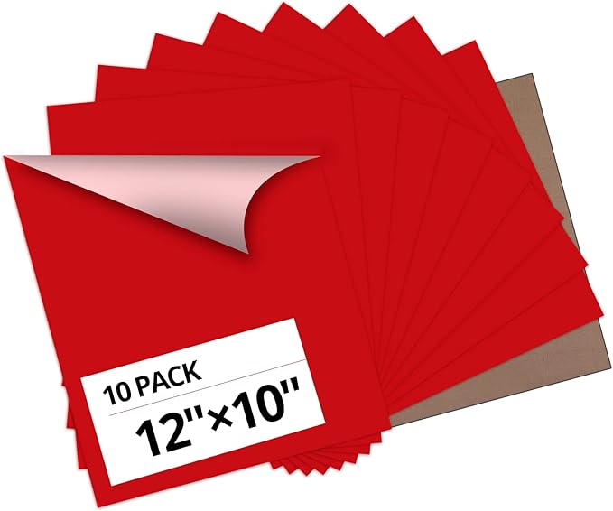 HTVRONT Red Heat Transfer Vinyl Bundle - 10 Pack 12" x 10" HTV Vinyl for T-Shirt, Red Iron on Vinyl for All Cutting Machine or Heat Press Machine