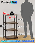 4-Tier Wooden Media Stand, AV Media Stand Corner Shelf for TV Accessories/Audiovisual Equipment/Optical Disc/PS4, Audio Storage Rack for Living Room, Gaming Room, Music Studio, Black