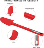 Premium Silicone Spatula Set, JXWING Flexible Heat Resistant Non-slip Handle Baking Cooking Rubber Spatulas, Red