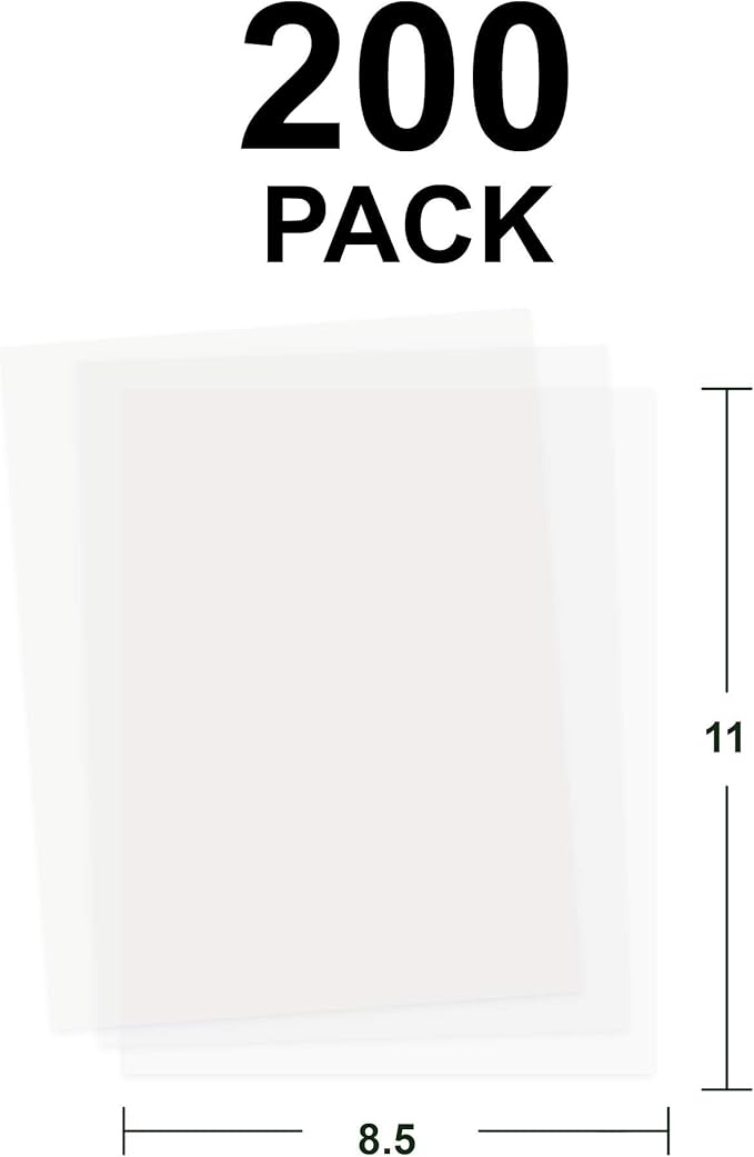 200 Pack Translucent Vellum Paper, 8.5 x 11 Inches