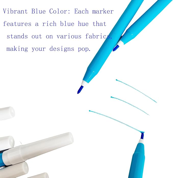 10 PCS Blue Washable Fabric Markers for Sewing,Erasable Fabric Marking Sewing Pens for Quilting Embroidery Dressmaking (10)