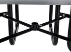 Global Industrial 46" Round Picnic Table, Expanded Metal, Gray Thermoplastic Coating, Attached Benches, 1-1/2” Umbrella Pole Hole, Outdoor-Rated, 1000 lb Capacity