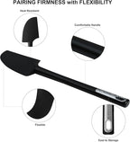 Premium Silicone Spatula Set, JXWING Flexible Heat Resistant Non-slip Handle Baking Cooking Rubber Spatulas, Black
