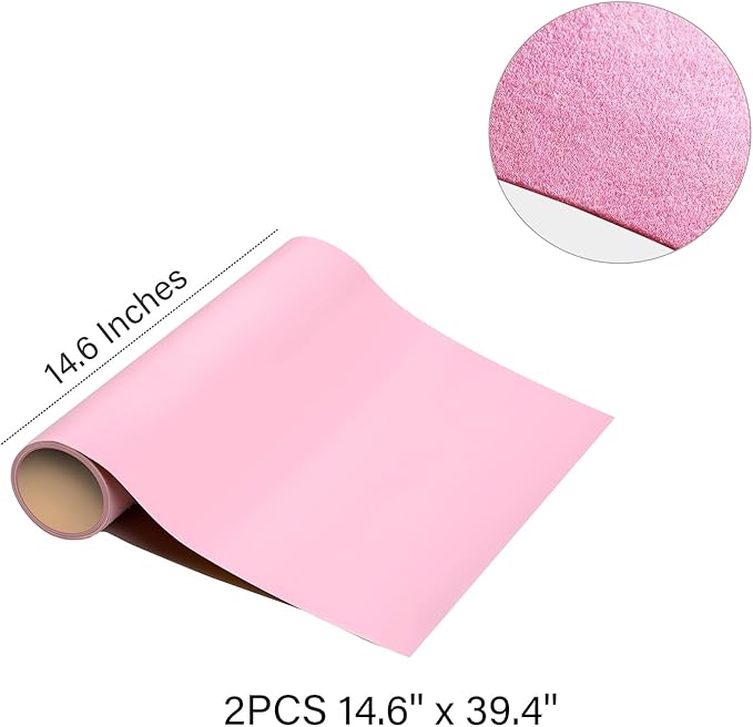2PCS Self Adhesive Felt Sheets, DIY Felt Adhesive Sheet for Art & Crafts, Peel and Stick Felt for Drawer/Jewelry Box Felt Liner, Solid Color Felt Wallpaper (14.6" x 39.4", Pink)