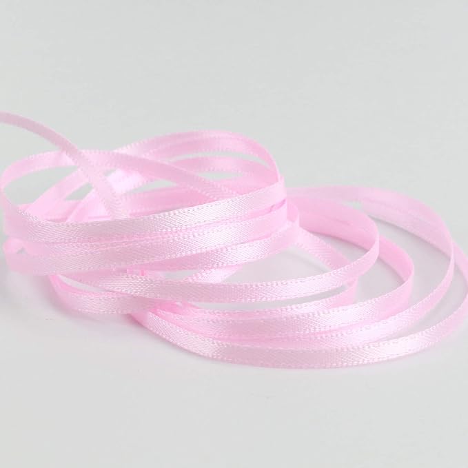 HUIHUANG Solid Color Satin Ribbon 1/8 inch x 100 Yards Roll Ribbon Light Pink Thin 1/8 Satin Ribbon for Crafts Sewing Baby Shower Decor Gift Wrapping (Light Pink)