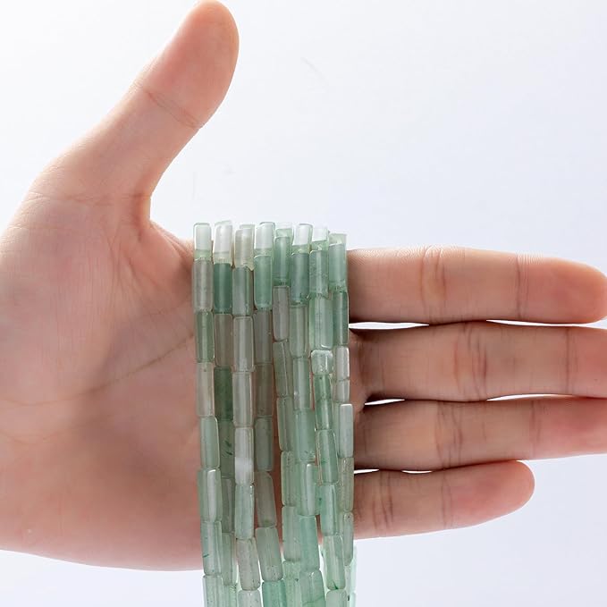 Natural Green Aventurine Rectangle Tube Beads 4x13mm 38cm/str Loose Semi Gemstone Stone Beads for Making Bracelets Necklace Earrings
