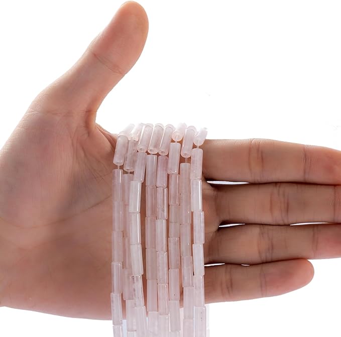 Natural Rose Quartz Crystal Cylinder Tube Beads 4x13mm 38cm/str Loose Semi Gemstone Stone Beads for Making Bracelets Necklace Earrings