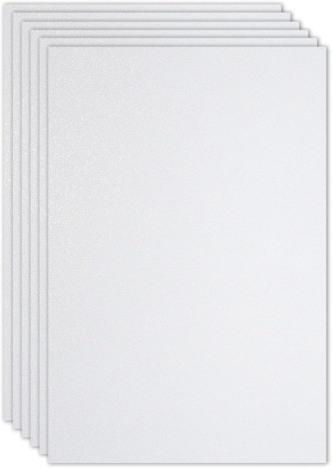 PATIKIL 2mm(1/10") Thick Non Adhesive Glitter Foam Sheet 16x24inch(40x60cm) White, EVA Shiny Foam Board for Craft, 6 Pcs