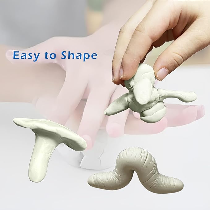 ReArt Non-Drying Oil-Based Plasticine Modeling Clay 2.6 Pounds, Non Hardening Reusable Clay, Non Toxic No Bake Professional Oil Base Sculpting Clay (White & Tools)