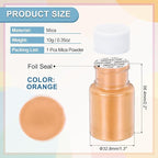 uxcell 10g/0.35oz Cosmetic Grade Mica Powder, 600 Mesh Mica Powder Natural Resin Epoxy Pigment Powders for Casting Resin, Candle Dye, DIY Nail Polish and Lip Gloss, Orange