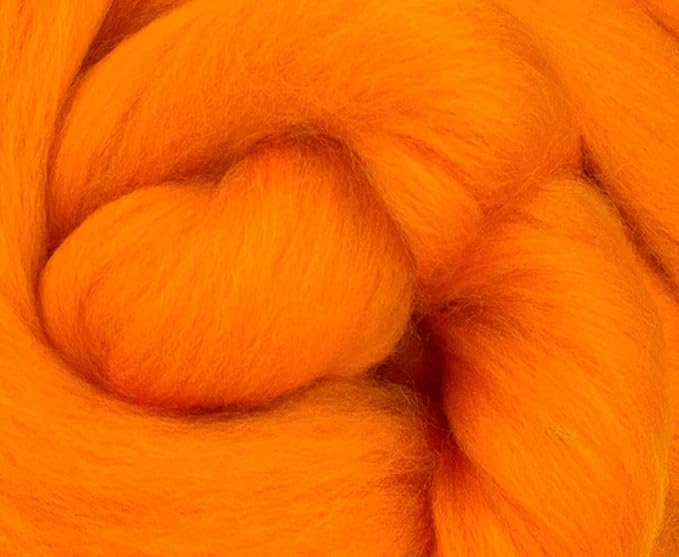 Revolution Fibers Merino Wool Combed Top | 1 lb Premium Wool Roving | 22 Micron, Best Merino Wool for Spinning, Tapestry, Needle Felting, Big Yarn Roving and Wall Hangings (Clementine)