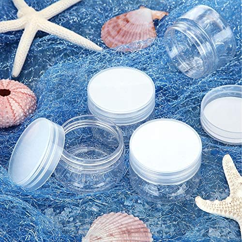 SATINIOR 12 Pack Plastic Container Jars with Lids Round Clear Travel Cosmetic Container Slime Jar for Toiletries, Lotion, Cream, Ointment, Makeup, Rhinestone, Sample, Kitchen Storage(2 oz,Clear)