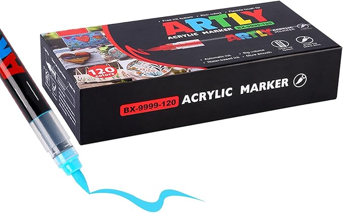 Acrylic Paint Markers, Acrylic Paint Pens, Fabric Markers for Textile, Rock, Glass, Wood, Paper, Ceramic, Canvas DIY Art Supplies Kit for Kids and Adults (120)