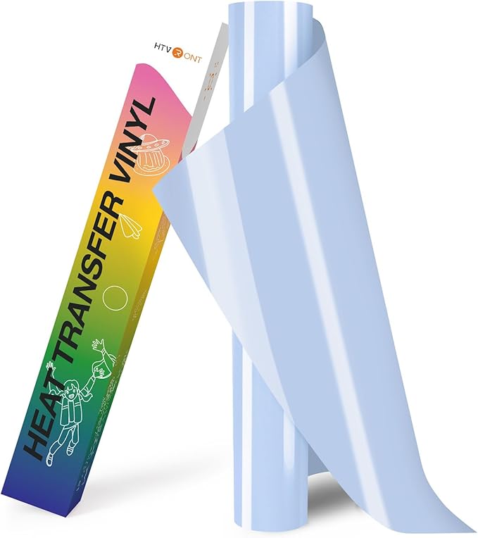 HTVRONT HTV Heat Transfer Vinyl - 12" x 8ft Blue HTV Vinyl for Shirts, Iron on Vinyl Compatible with Cricut Cutting Machine - Easy to Cut & Weed for Heat Transfer Design (Pale Blue)