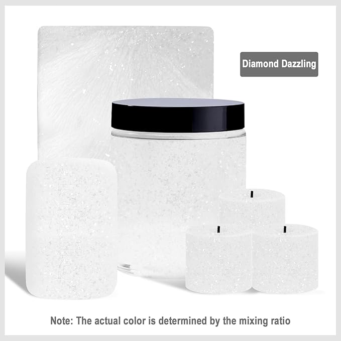 Matio White Glitter Mica Powder, 0.7oz/20g Premium Resin Glitter Powder Natural Epoxy Resin Color Pigment for Candle Making, Bath Bombs, DIY Crafts, Lip Gloss, Hair, Nail Art（Diamond Dazzling）