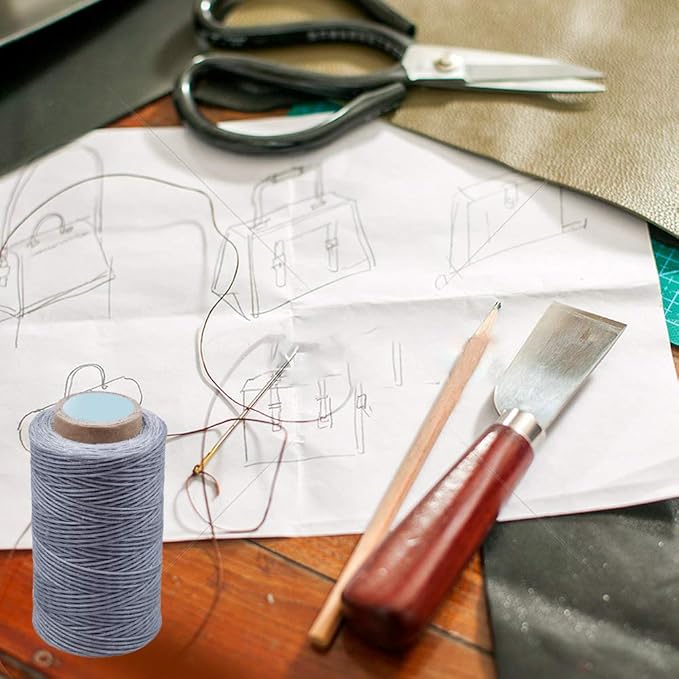 284 Yards Waxed Thread, 210D Heavy Duty Upholstery Wax Thread for Leather Sewing,0.8mm Flat Waxed Linen Cord for Bookbinding/Shoe Repairing/Leather Projects