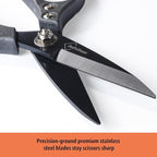 Heavy Duty All Purpose Scissors, Stainless Steel Blades, Frosted Gray Comfort Grip Handle, 8.5 Inch Professional Multipurpose Utility Sharp Shears for Kitchen, Garden, Office, Craft, Sewing
