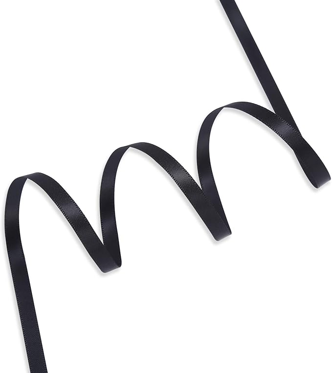 Humphrey's Craft 1/4 Inch Black Double Faced Satin Ribbon - 100 Yards for Crafts Gifts Wrapping Christmas Wedding DIY Bows Sewing Decor Invitation Card.