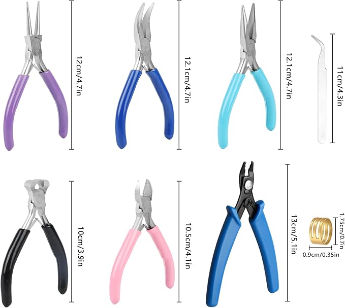 6 Pcs Jewelry Pliers Set, Include Needle Round Bent Nose Zipper Wire Cutter Jewelry PliersJewelry Making Tools for Jewelry Making Repair/Crafting/Wire Wrapping Supplies