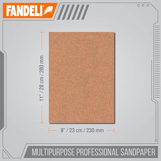 Fandeli | Multi-Purpose Sanding Paper | Assorted Grits (80,120,220) | 25 Sheets of 9'' x 11'' | Perfect for Sanding Metal and Sanding Wood | Hand Sanding | Orbital Sanders