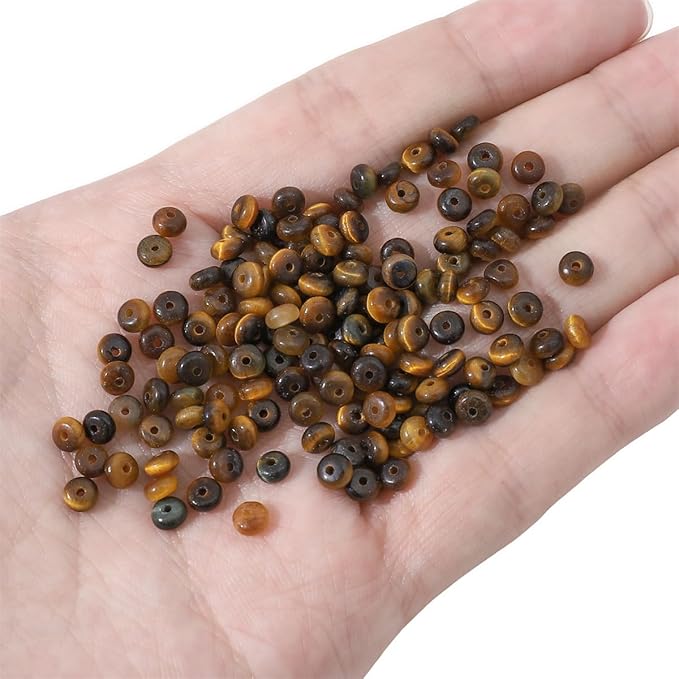 Natural Yellow Tiger Eye Disk Stone Beads 4x2mm 160pcs Rondelle Loose Semi Gemstone Beads for Jewelry Making Design