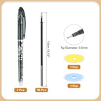 PATIKIL 2Pcs Erasable Gel Pens with 50 Refills & 2 Erasers, 0.5mm Heat Erasable Pens for Fabric Black Ink Fabric Marking Pen for Sewing Quilting Planner Writing