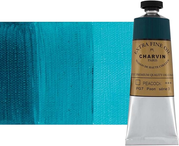 Charvin Extra Fine Oil Paint, Peacock Green 60 mL - Triple-Milled, Rich Texture, Poppy Oil-Based, Light-Fast, Handmade, Archival Quality