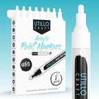 White Paint Pen (8-Pack) Medium Tip Made in Japan | Bold Color+100% Coverage | For Rock, Wood, Glass, Paper, Fabric, Canvas, Metal and More! | 2-3mm White Paint Pens | White Acrylic Paint Pens
