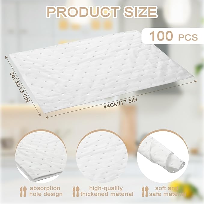 Hoolerry Oil Absorbent Pads Weight Dimpled Pad Garage Accessories Water Absorbent Mat Oil Spill Mat for Absorbing Protecting Home Garage Basement(13.5 x 17.5 Inch,White,100 Pcs)