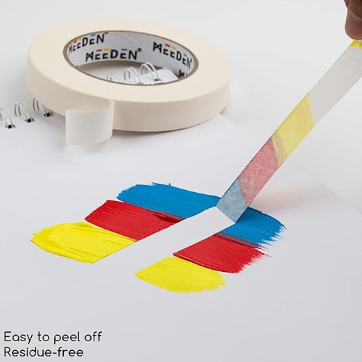 MEEDEN 6 Packs White Artist Tape, 0.5" 0.75" 1.0" x 60 Yard, Multi-Sized Masking Art Tape, Acid-Free Painters Tape for Painting Drafting Canvas Framing, General Purpose for Craft, Office, School