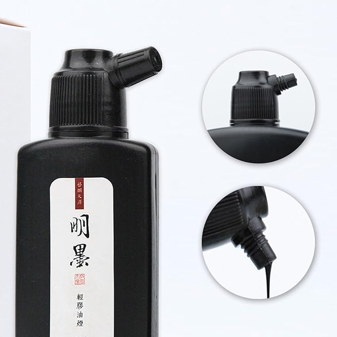 Calligraphy and Sumi Liquid Ink, Traditional Black Sumi Ink for Chinese Calligraphy, Painting and Japanese Brush Art, Light Glue (8.8 OZ/ 250ml)