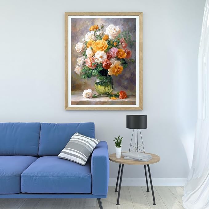Moohue 14 ct Counted Cross Stitch Kits for Adults Flowers Cross Stitch Patterns Stamped Printed Cross Stitch Kits (Flowers 6)