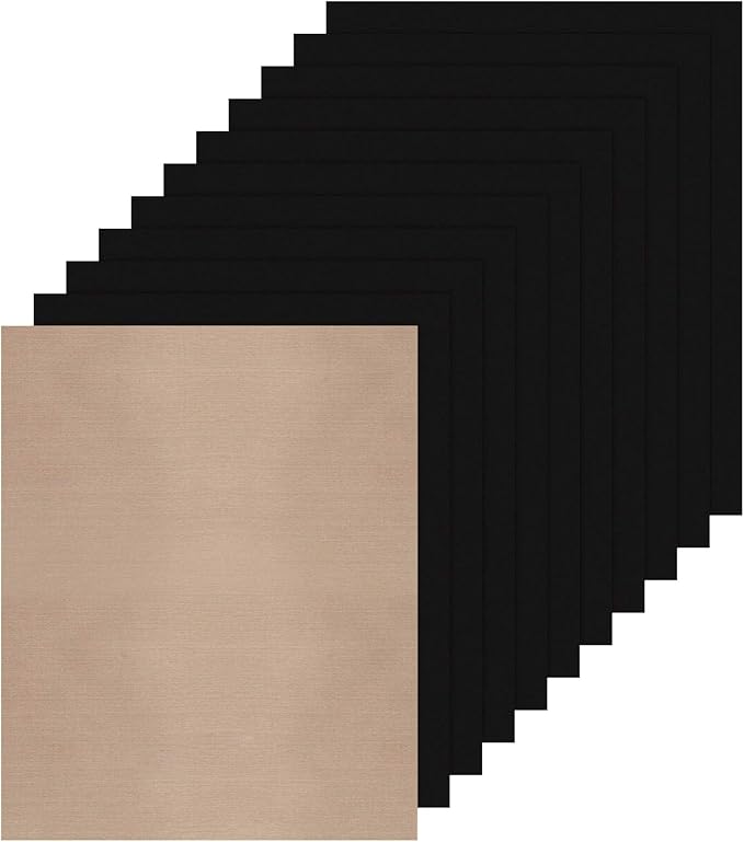 JANDJPACKAGING Black Heat Transfer Vinyl for T- Shirts- 10 Sheets,10"x12" Black HTV Iron On Vinyl for Cricut and Silhouette Cameo Including Teflon Sheet