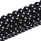 4mm 186pcs Natural Black Agates Onyx Stone Beads Smooth Round Loose Spacer Beads for Jewelry Making DIY Bracelets 32" 2 Strands