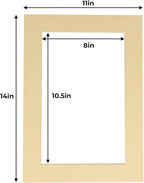 11x14 Mat for 8.5x11 Photo - Precut Tan Picture Matboard for Frames Measuring 11 x 14 Inches - Bevel Cut Matte to Display Art Measuring 8.5 x 11 Inches - Acid Free Pack of TEN MATS