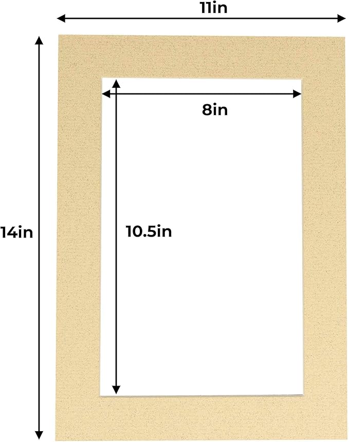 11x14 Mat for 8.5x11 Photo - Precut Tan Picture Matboard for Frames Measuring 11 x 14 Inches - Bevel Cut Matte to Display Art Measuring 8.5 x 11 Inches - Acid Free Pack of TEN MATS