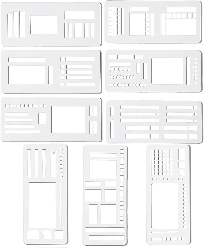 9 Pcs Handmade Flexible Record Template, 3 Style Planner Stencils Set Reusable Templates for Bullet Journals, Task Lists & Daily Organization – Compatible with Coils, Discs & Rings