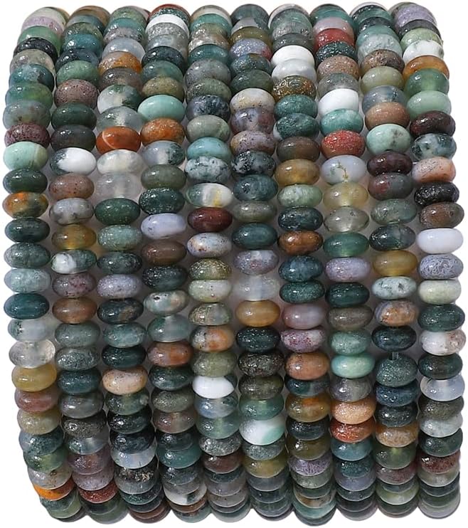Natural Indian Agate Disk Stone Beads 4x2mm 160pcs Rondelle Loose Semi Gemstone Beads for Jewelry Making Design